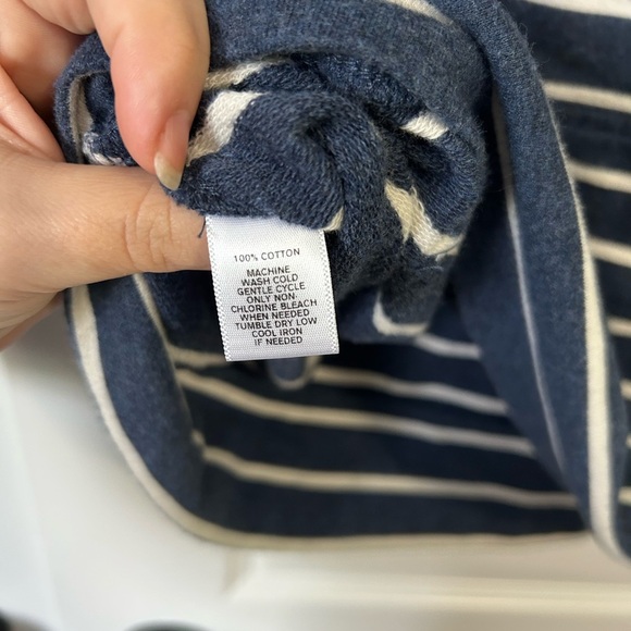 LOFT Blue and White Striped Cowl Neck Sweater - Picture 4 of 4